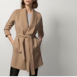 Massimo Dutti camel wool coat with belt, XS
